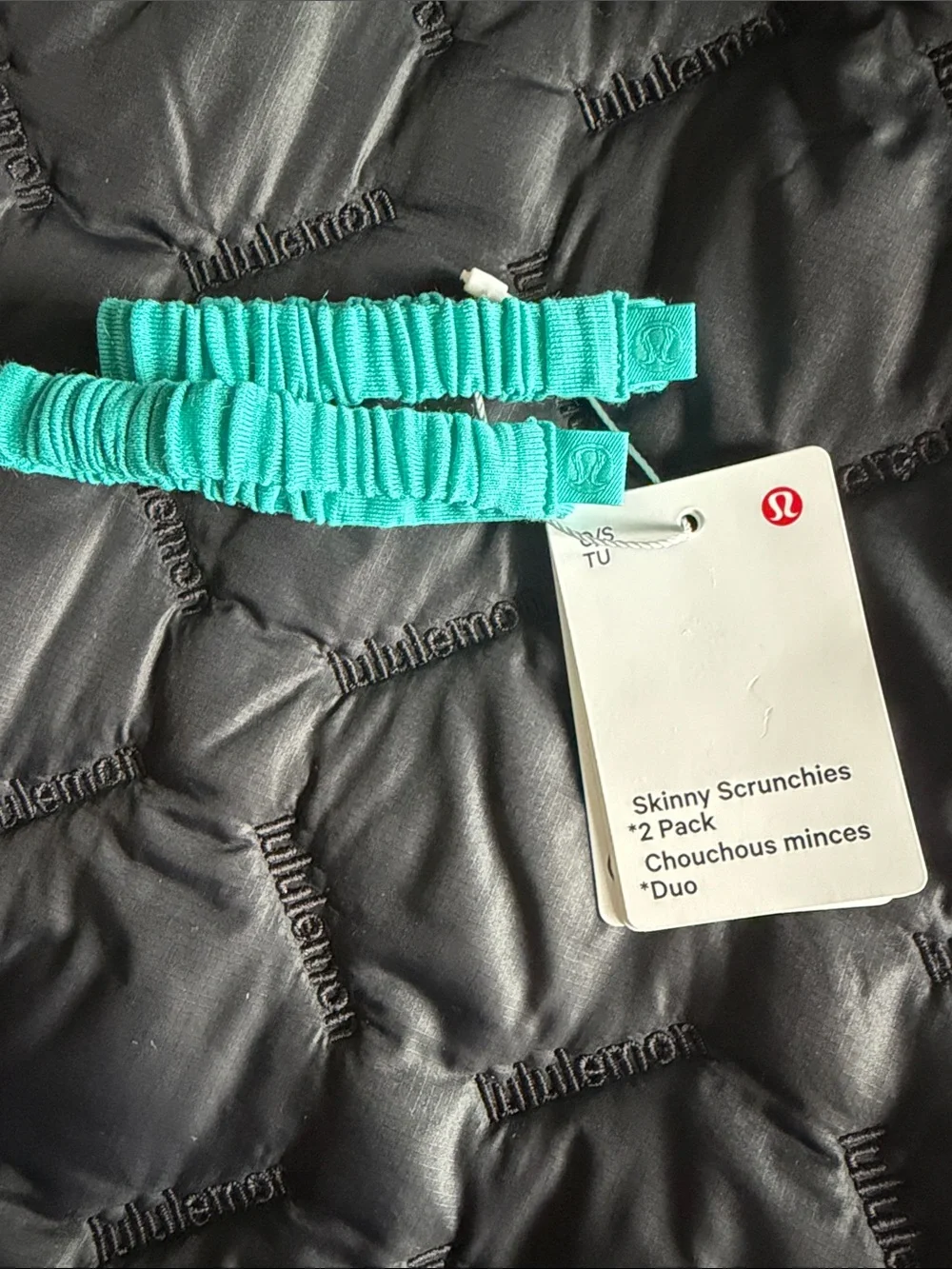 🆕 LULULEMON Skinny Scrunchies 2 Pack BTPC Teal / Turquoise Blue NWT